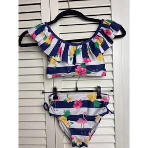 Tommy Bahama Girls Size 6X Hawiian Pink Flamingo Print 2 Piece